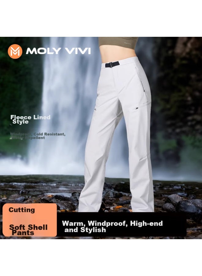 MOLY VIVI Moly Vivi Women's Soft Shell Pants, Autumn And Winter Windproof And Rainproof Outdoor Ski Suit, Ski Pants, Hiking Workwear Pants, Fleece-lined For Warmth  - Image 1