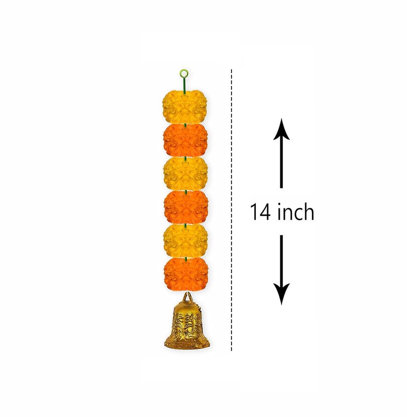 iHandikart iHandikart Marigold Garland Artificial Super Mini 6 Genda Fool with Bell in The Bottom Used for Diwali DecorationHome Decoration Color Yellow Orange Pack of 20 3360620  - Image 4