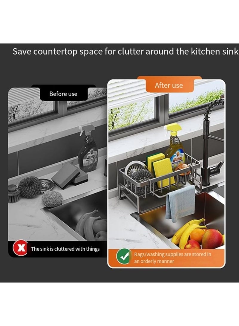 Arabest Kitchen Sink Storage Rack - Integrated Sponge Holder & Countertop Organizer for Dishcloth, Soap & Brushes - Space-Saving Kitchen Rack - white - Image 4