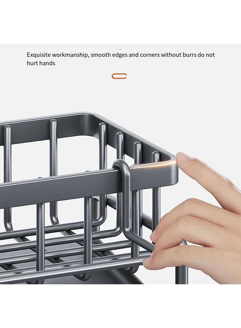 Arabest Kitchen Sink Storage Rack - Integrated Sponge Holder & Countertop Organizer for Dishcloth, Soap & Brushes - Space-Saving Kitchen Rack - white - Image 5