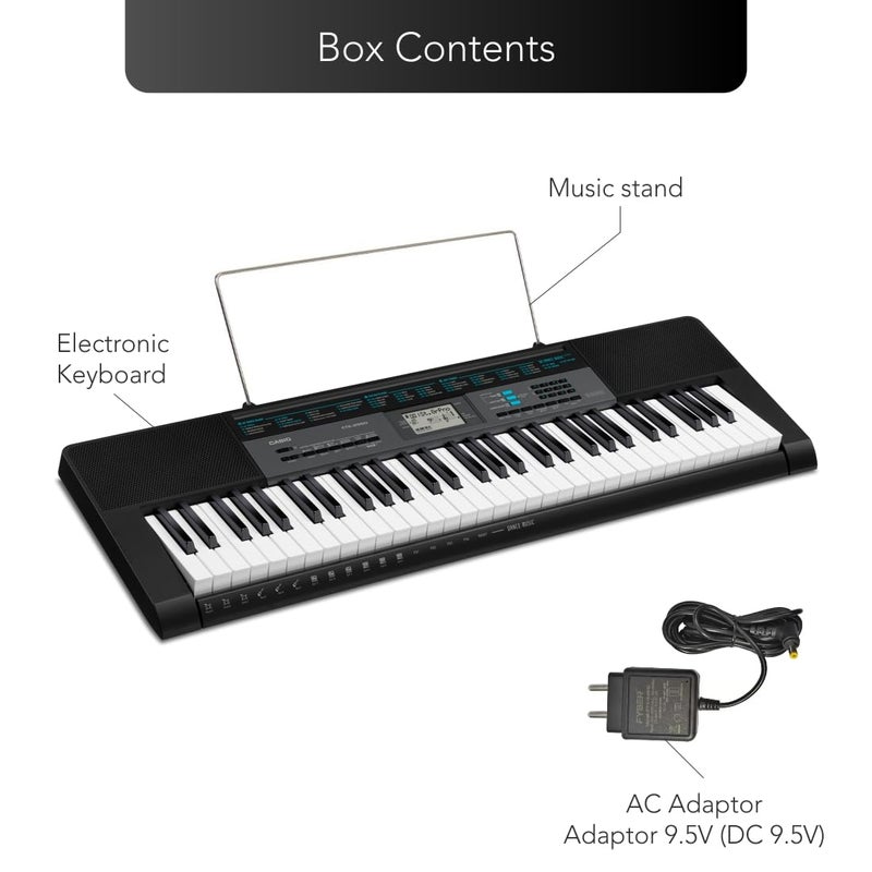 CASIO CTK-2550 لوحة مفاتيح محمولة بـ 61 مفتاح، أسود، لوحة مفاتيح CTK2500 - Image 2