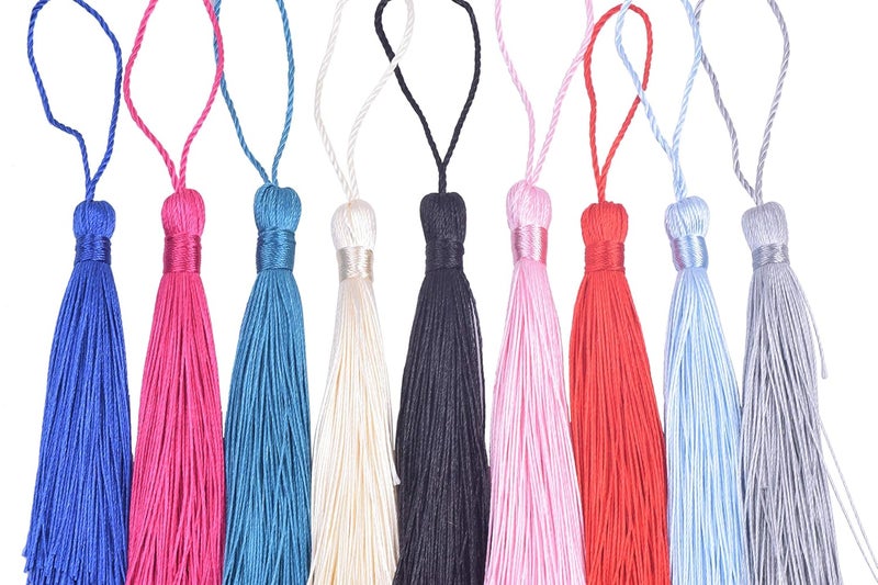 KONMAY KONMAY 20pcs Silky Handmade Tiny35 Soft Craft Mini Tassels with Loops for Bookmarks Jewelry Making Decoration DIY Projects Mixed20 colors randomly one of each - Image 3