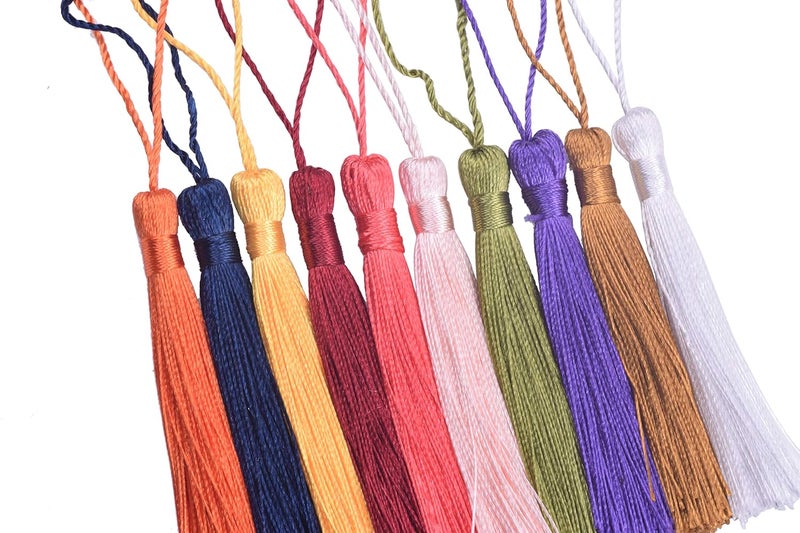 KONMAY KONMAY 20pcs Silky Handmade Tiny35 Soft Craft Mini Tassels with Loops for Bookmarks Jewelry Making Decoration DIY Projects Mixed20 colors randomly one of each - Image 2