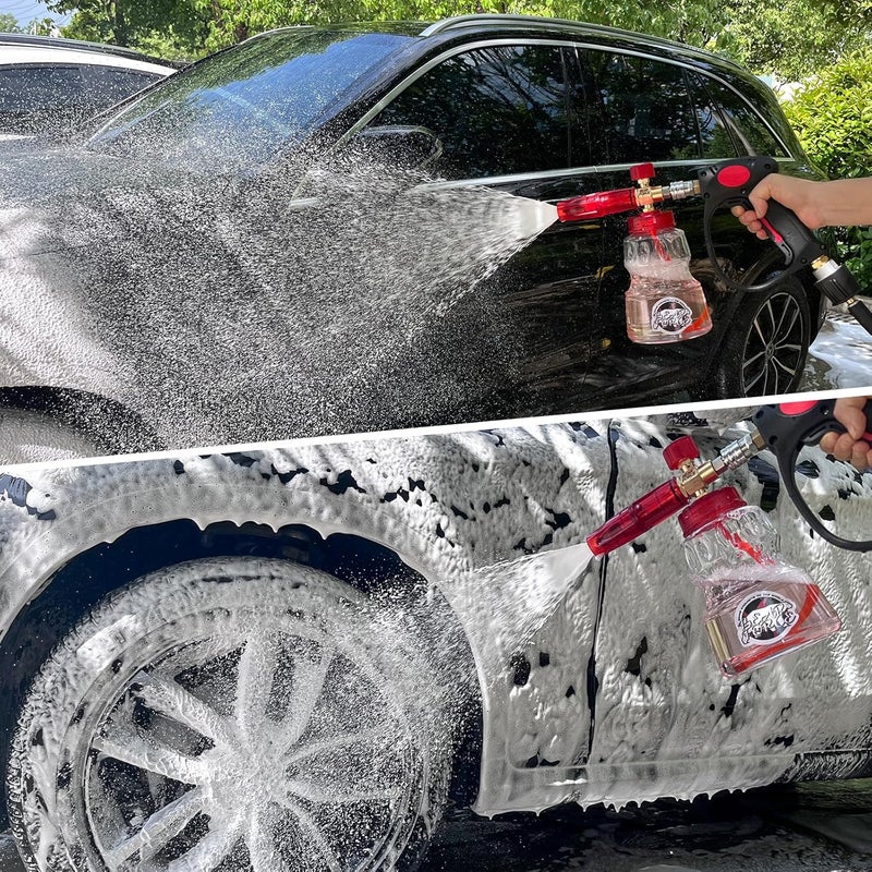 BEAR FORCE Pressure Washer Brass Foam Cannon Foam Generator Snow Foam Lance with 1/4” Quick Connector & 1.25mm & 1.10mm Orifice Nozzle, 360° Adjustable Thicker Snow Foam with 32 oz Soap Car Wash - Image 3