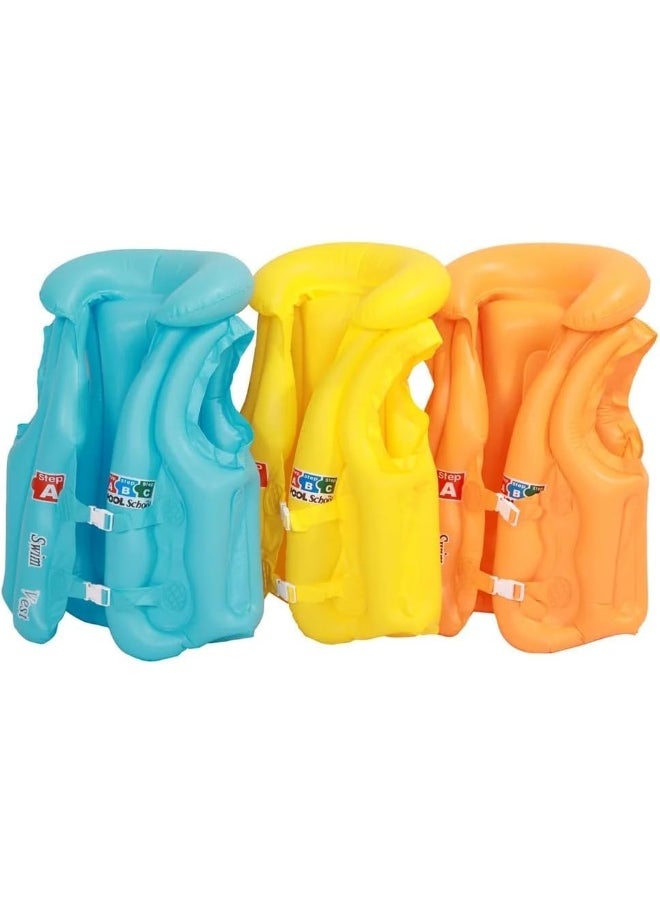ECVV - Swim Vest, Safety PVC inflatable children swim vest | Age 1-5Y kids swim life jacket for Swimming|Random Color| - Image 1