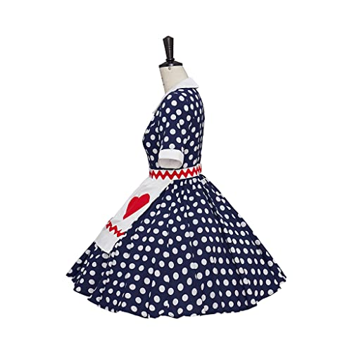RocailleCos Lucy Cosplay Costume Women's Polka Dot Dress with Apron Halloween Costume (black, XS) - Image 4