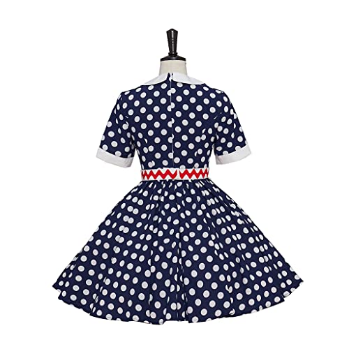 RocailleCos Lucy Cosplay Costume Women's Polka Dot Dress with Apron Halloween Costume (black, XS) - Image 5