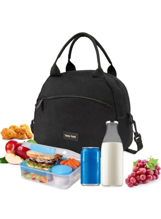 Lunch Bag,Insulated Lunch Bags for Adults,Thermal Lunch Tote Bags for Men,9.4L Cooler Bento Box Bag with Shoulder Strap,Reusable Waterproof Leak-Proof Lunch Bag for Beach,School,Travel(Black - Image 1