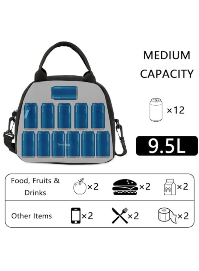 Lunch Bag,Insulated Lunch Bags for Adults,Thermal Lunch Tote Bags for Men,9.4L Cooler Bento Box Bag with Shoulder Strap,Reusable Waterproof Leak-Proof Lunch Bag for Beach,School,Travel(Black - Image 5