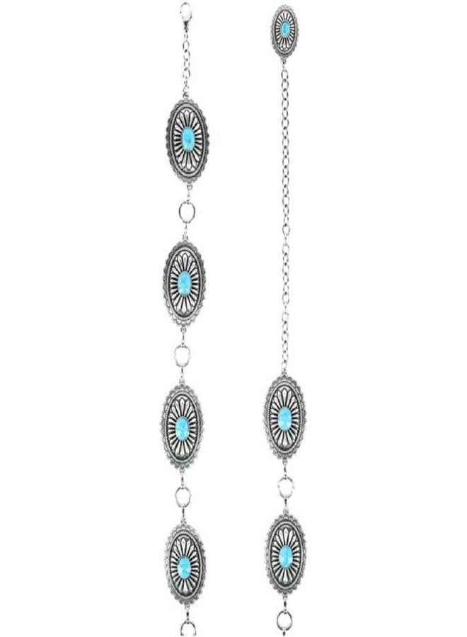 ARIAT Women's Center Stone Concho Lobster Claw Clasp Belt, Silver/Turq, Medium - Image 2