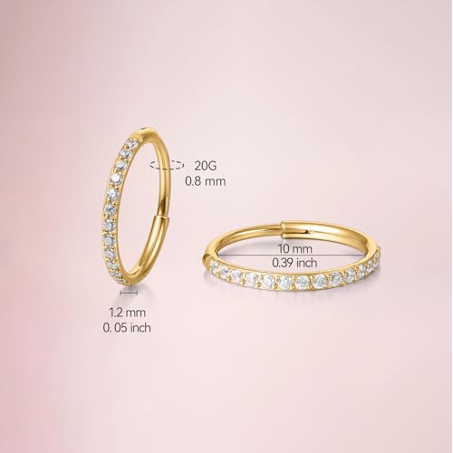Limerencia G23 Titanium Slim Huggie Hoop Earrings, Hypoallergenic F136 Implant Grade Pure Titanium for Sensitive Ears (10mm White CZ Gold) - Image 3