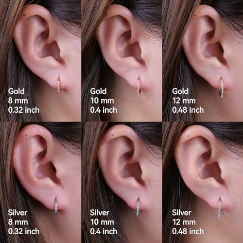 Limerencia G23 Titanium Slim Huggie Hoop Earrings, Hypoallergenic F136 Implant Grade Pure Titanium for Sensitive Ears (10mm White CZ Gold) - Image 4