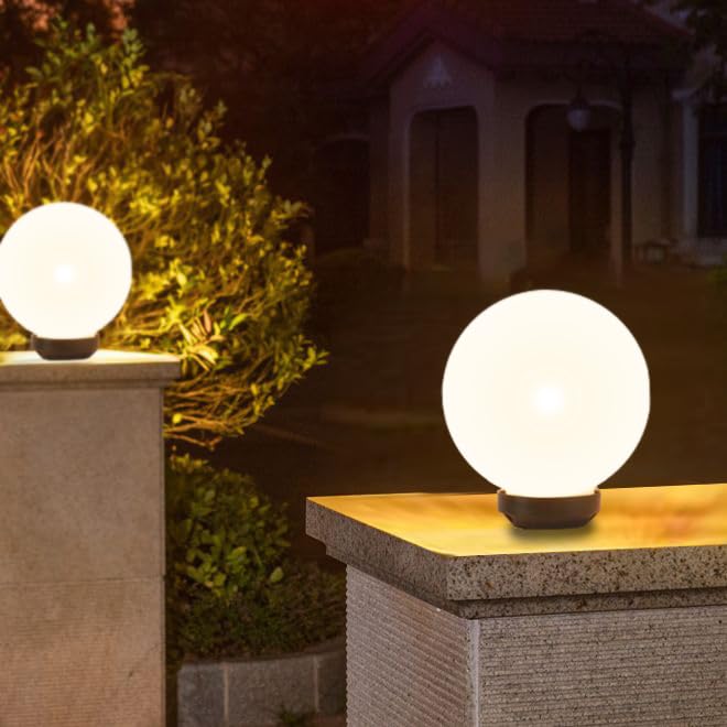 kinis Milky Doom Classic Round Pole Lamp/Gate Light/Outdoor Lamp/Outdoor Light/Pillar Light at Entrance Outdoor Home, Office, Restaurant etc. (Pack of 2, Without Bulb) - Image 1