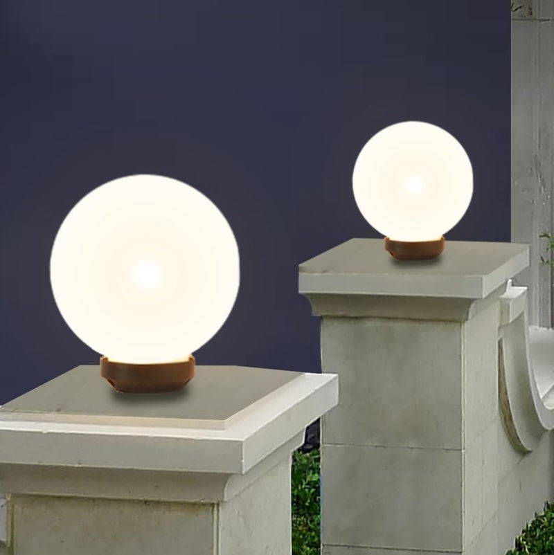 kinis Milky Doom Classic Round Pole Lamp/Gate Light/Outdoor Lamp/Outdoor Light/Pillar Light at Entrance Outdoor Home, Office, Restaurant etc. (Pack of 2, Without Bulb) - Image 2