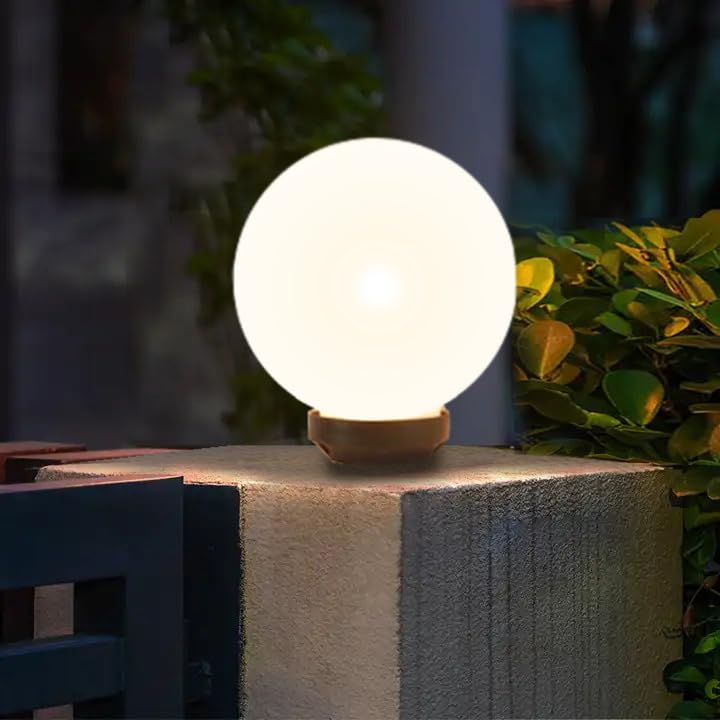 kinis Milky Doom Classic Round Pole Lamp/Gate Light/Outdoor Lamp/Outdoor Light/Pillar Light at Entrance Outdoor Home, Office, Restaurant etc. (Pack of 2, Without Bulb) - Image 3
