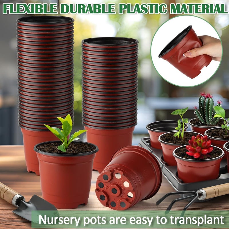 RooTrimmer 4 inch Round Nursery Pots 60pcs, 12 Cell Nursery Pots Trays 5 Pcs, Sturdy Seeds Starting Germination Shuttle Carrying Trays, Small Planter Nursery Propagation 5 Sets - Image 4