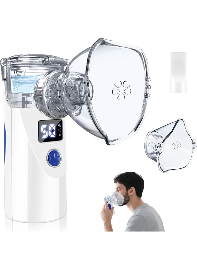 جهاز نيبولايزر محمول قابل للشحن بـ USB - جهاز استنشاق يدوي للكبار والأطفال - جهاز استنشاق هادئ للمنزل والسفر مع ماسكات وقطعة للفم - Image 3
