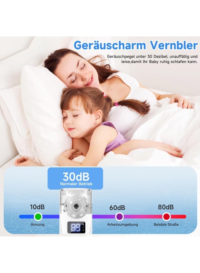 جهاز نيبولايزر محمول قابل للشحن بـ USB - جهاز استنشاق يدوي للكبار والأطفال - جهاز استنشاق هادئ للمنزل والسفر مع ماسكات وقطعة للفم - Image 5