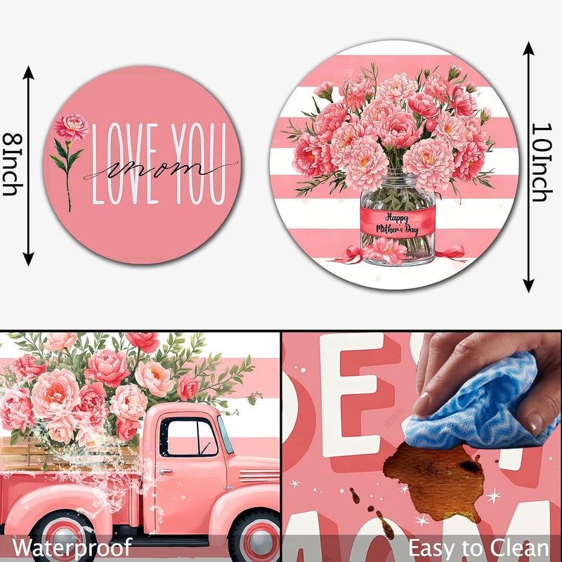 Aihonmin Happy Mother's Day Stove Covers Set of 4 Metal 8 Inch and 10 Inch Best Mom Kitchen Stove Decor Kitchen Home Decoration Great Mother Electric Stove Burner Covers Range Kitchen Decorations - Image 3