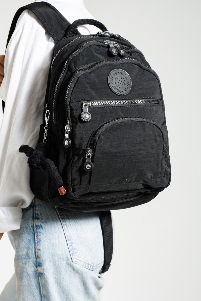 Sanmorris Unisex Waterproof Crinkle Fabric Multi-Eye Medium Size Laptop School and Backpack  - Image 1