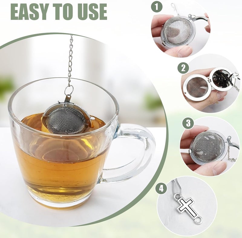 YOIYINI 2Pcs Baptism Stainless Steel Mesh Tea Infuser, 2.1inch Tea Ball with Jesus Cross Pendant Christian Gifts,Tea Strainer Tea Diffuser Tea Steeper for Filtering Tea,Tea Infusers for Loose Tea (Cross, 2PC) - Image 3