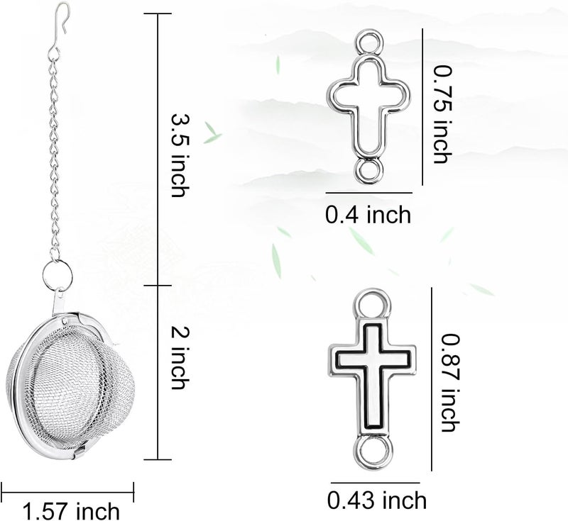 YOIYINI 2Pcs Baptism Stainless Steel Mesh Tea Infuser, 2.1inch Tea Ball with Jesus Cross Pendant Christian Gifts,Tea Strainer Tea Diffuser Tea Steeper for Filtering Tea,Tea Infusers for Loose Tea (Cross, 2PC) - Image 2