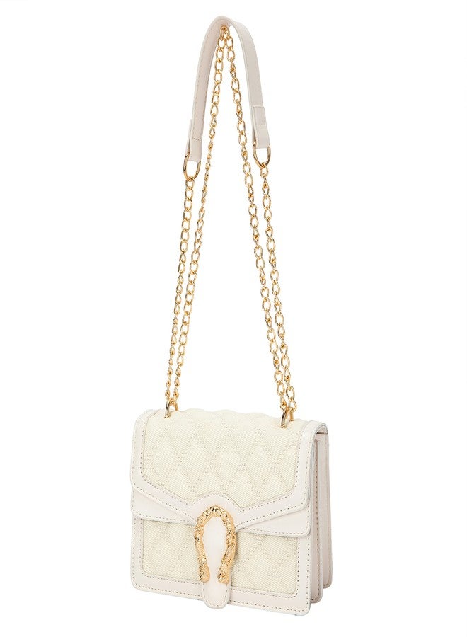 DEEPMEOW Womens Quilted Crossbody Shoulder Purse - Fashion Denim Handbag with Chain Strap Casual Mini Square Messenger Bag - Image 1