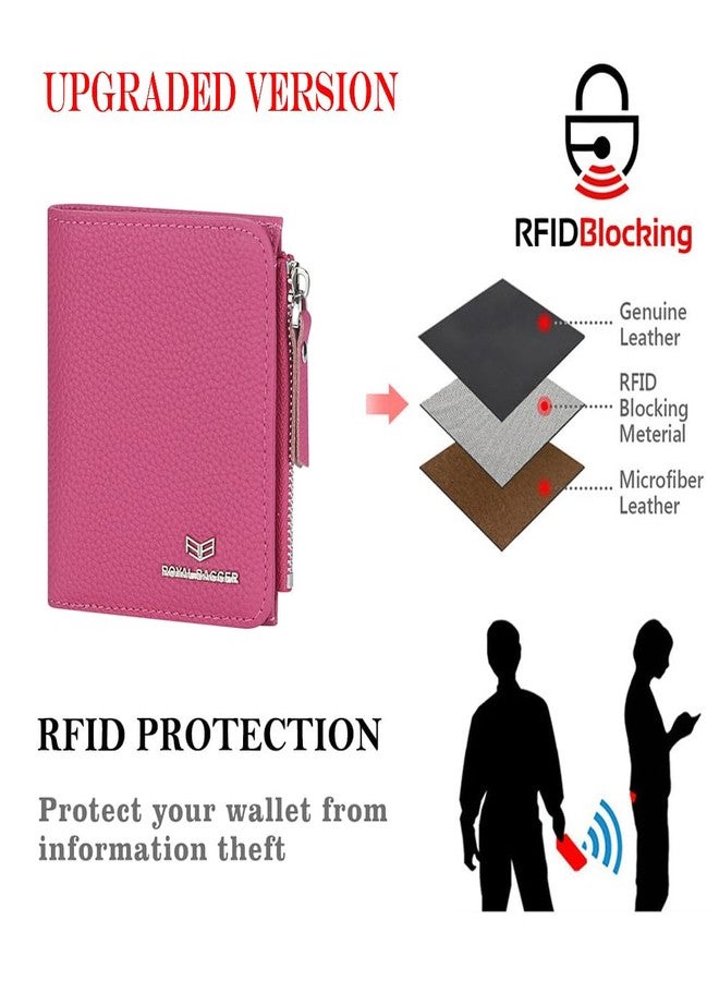 Royal Bagger RFID Blocking Genuine Leather Short Wallet for Women - Slim Bifold Coin Purse, Fashionable & Simple Design 3201 (Rose) - Image 2