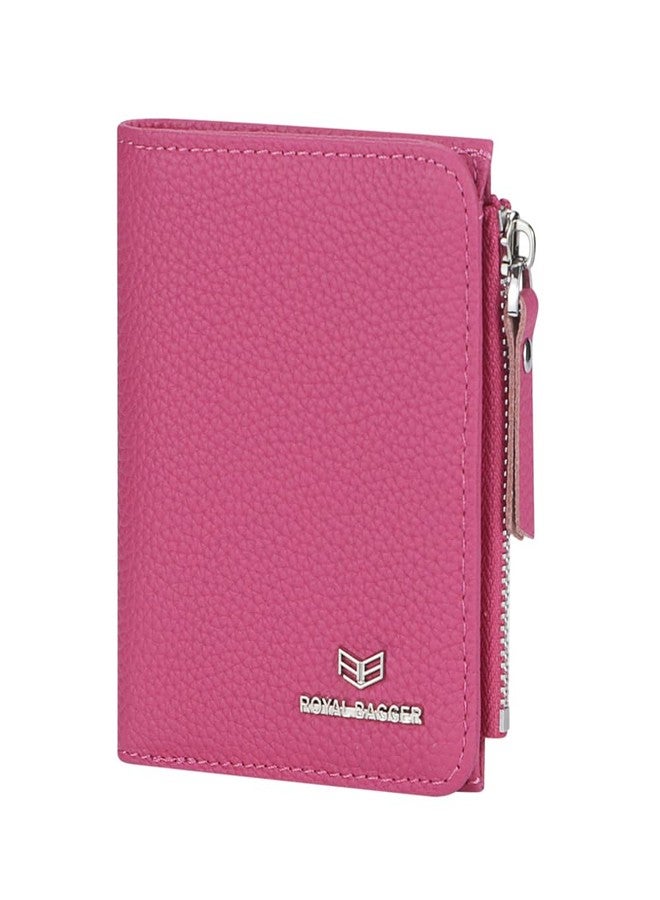 Royal Bagger RFID Blocking Genuine Leather Short Wallet for Women - Slim Bifold Coin Purse, Fashionable & Simple Design 3201 (Rose) - Image 1