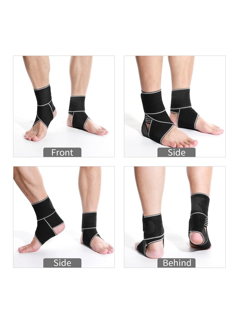 Captaintech Support Brace, Adjustable Compression Ankle Braces For Sports Protection, Orthopedic Brace, Foot Brace For Sprained, Plantar Fasciitis, Tendinitis, Ankle Wrap, One Size For Women & Men(1Pairs) - Image 2