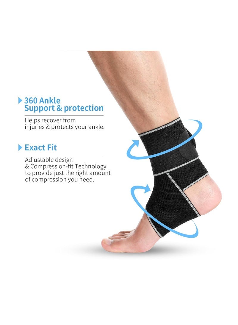 Captaintech Support Brace, Adjustable Compression Ankle Braces For Sports Protection, Orthopedic Brace, Foot Brace For Sprained, Plantar Fasciitis, Tendinitis, Ankle Wrap, One Size For Women & Men(1Pairs) - Image 4