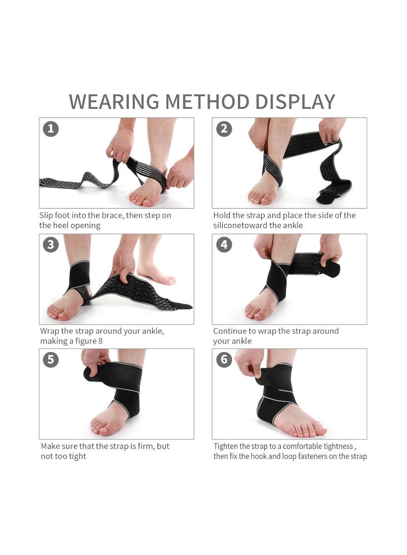 Captaintech Support Brace, Adjustable Compression Ankle Braces For Sports Protection, Orthopedic Brace, Foot Brace For Sprained, Plantar Fasciitis, Tendinitis, Ankle Wrap, One Size For Women & Men(1Pairs) - Image 5