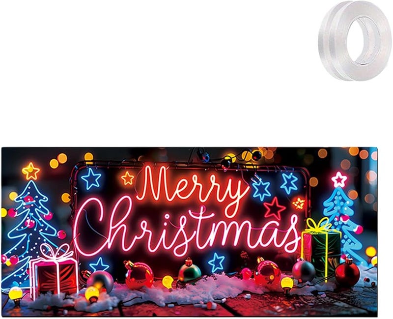 StyleA UV Activated Glowing Christmas Garage Door Cover Banner With Santa Elf Outdoor Indoor Decoration - Image 2