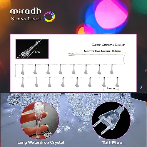 MIRADH 14 Long Crystal Waterdrop Led Light 3 Meter led Lights for Home Decoration, Diwali Lights for Decoration for Home Still Mode Only Strip Lights (14 Bulb Multicolr) - Image 2