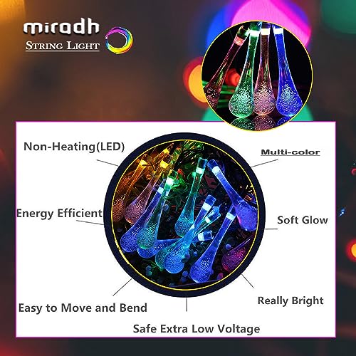 MIRADH 14 Long Crystal Waterdrop Led Light 3 Meter led Lights for Home Decoration, Diwali Lights for Decoration for Home Still Mode Only Strip Lights (14 Bulb Multicolr) - Image 3