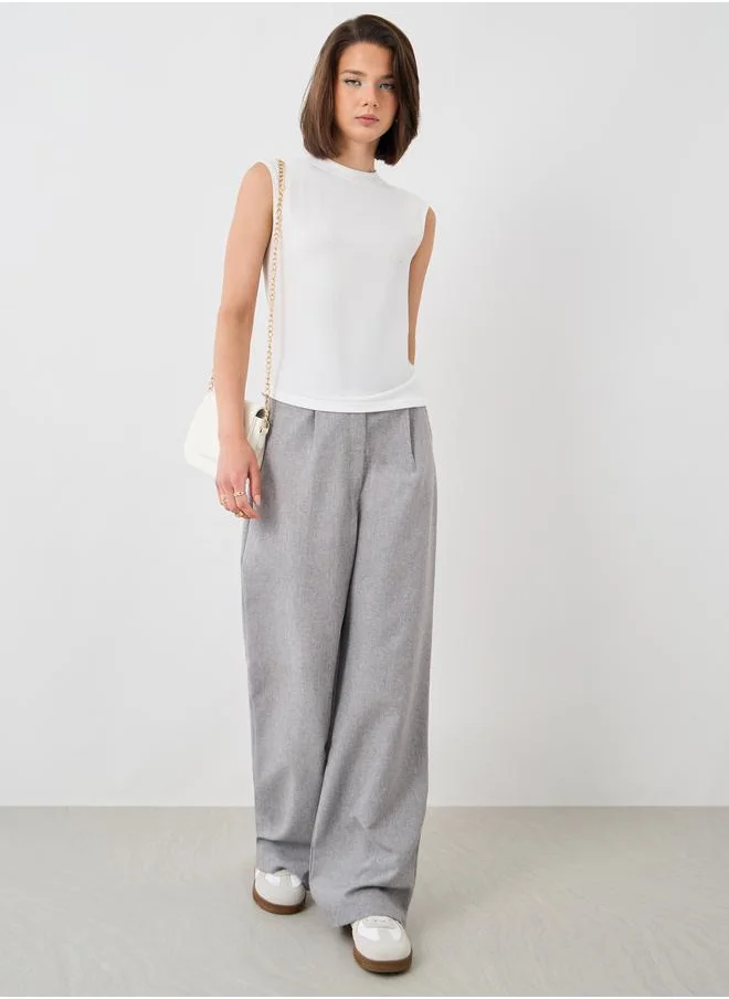 تايك تو Take Two Solid Sleeveless High Neck Top