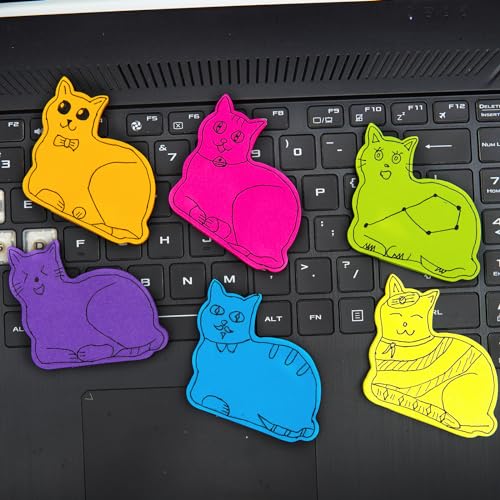 HSYMQ Cute Cat Sticky Notes, 6Pack 6 Bright Color Kawaii Sticky Notes for Cats Lover (6 Colors Shape 2) - Image 3