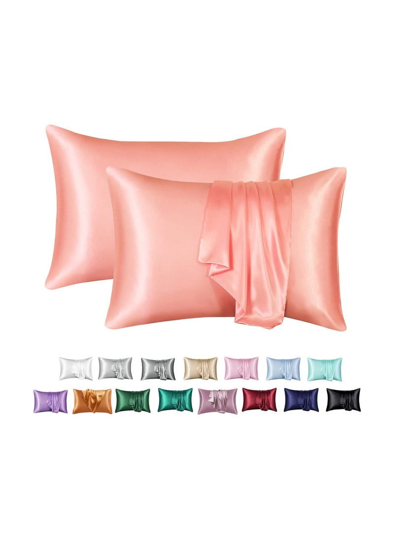 Pair Of Imitation Silk Solid Solor Satin Pillowcases