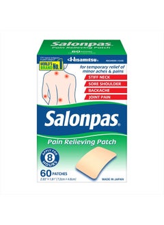 Salonpas Pain Relieving Patch for Back, Neck, Shoulder, Knee Pain and Muscle Soreness - 8 Hour Pain Relief - 60 Count  - Image 1