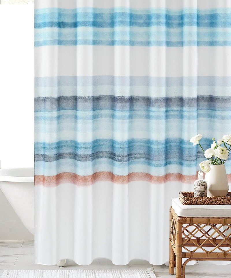 Ombre Stripe Shower Curtain Oil Painting Abstract Beach Shower Curtain Decorative Shower Curtains for Bathroom Waterproof  Washable 72x78 inch Blue and Orange Ombre