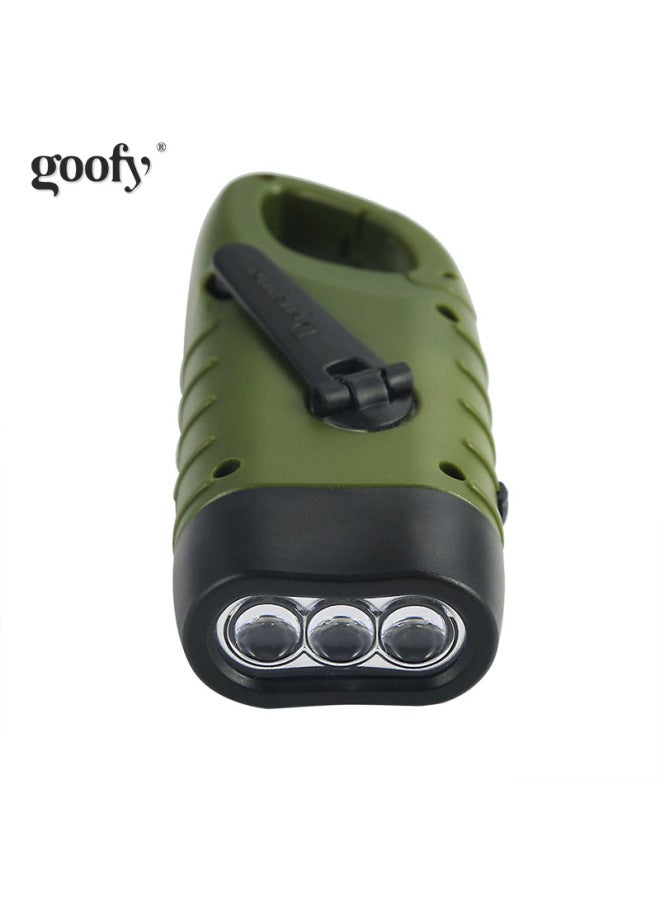 Solar Flashlight Hand-cranked Flashlight Power Generation Small Flashlight Flashlight Flashlight Disaster Emergency Reserve-Product Specifications:Khaki  - Image 5