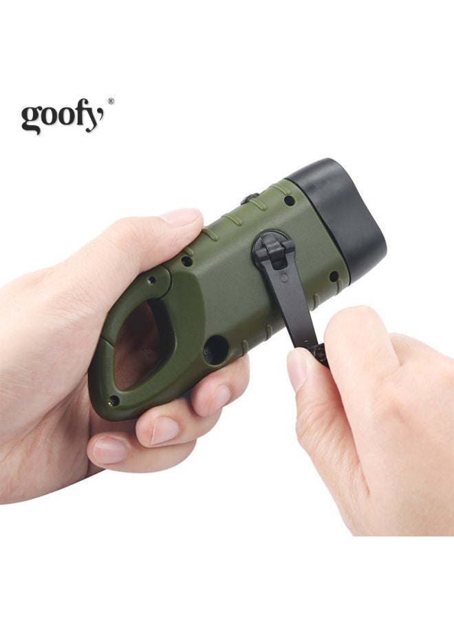Solar Flashlight Hand-cranked Flashlight Power Generation Small Flashlight Flashlight Flashlight Disaster Emergency Reserve-Product Specifications:Khaki  - Image 3