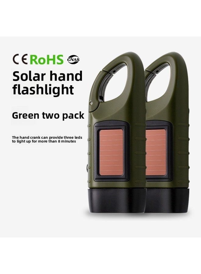 Solar Flashlight Hand-cranked Flashlight Power Generation Small Flashlight Flashlight Flashlight Disaster Emergency Reserve-Product Specifications:Khaki  - Image 2