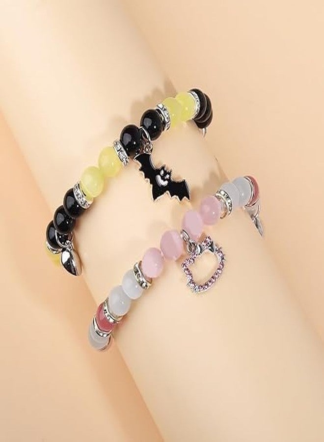 SUPER SOFTENER Matching Friendship Bracelets for Couples, Best Friends, Spider Kitty, Bat Cross Designs, Jewellery Gifts (Batman & Kitty Bracelet) - Image 3