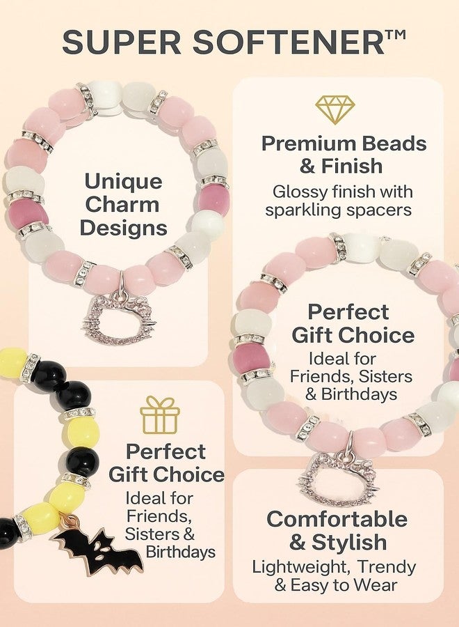 SUPER SOFTENER Matching Friendship Bracelets for Couples, Best Friends, Spider Kitty, Bat Cross Designs, Jewellery Gifts (Batman & Kitty Bracelet) - Image 4