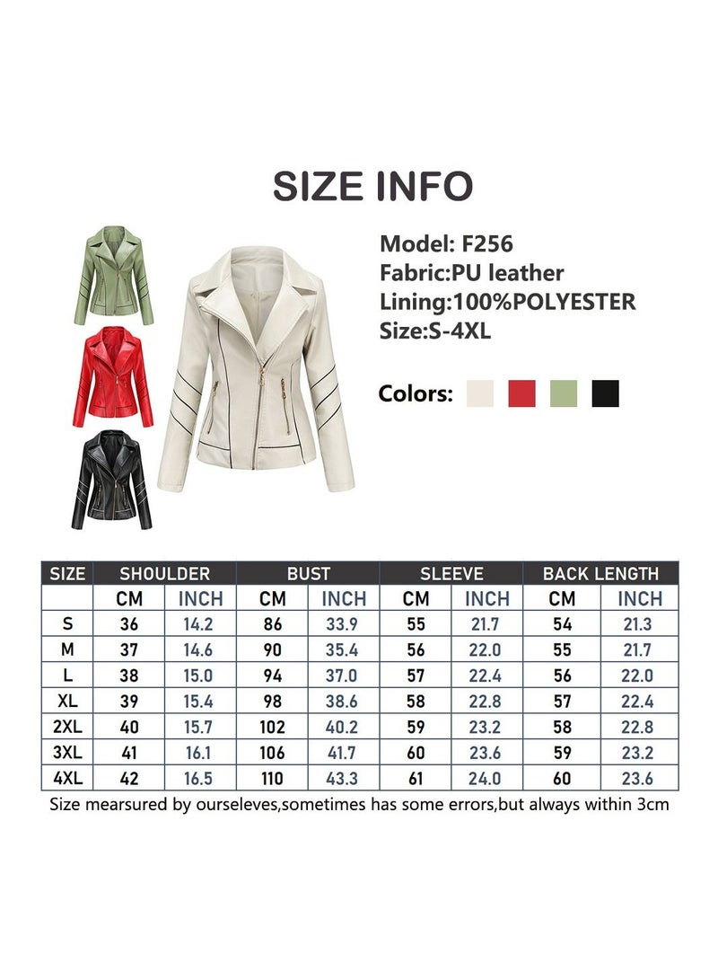 Loquat Women's New Thin Leather PU Short Coat Red  - Image 3