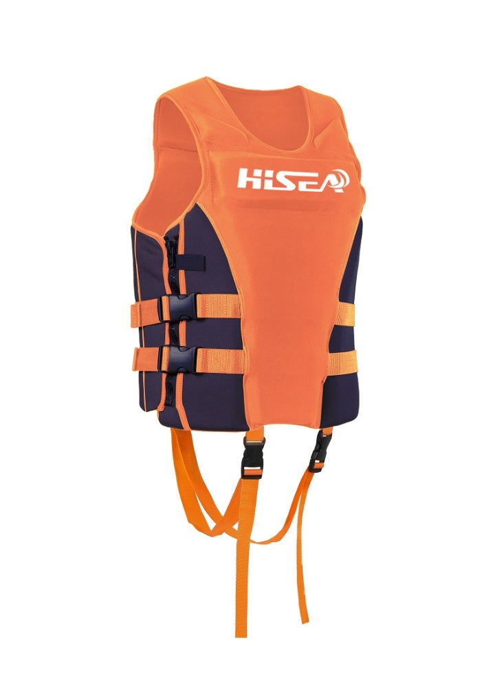 Hisea Cross Strap Adult Professional High Buoyancy Life Jacket Black And Orange - Image 1