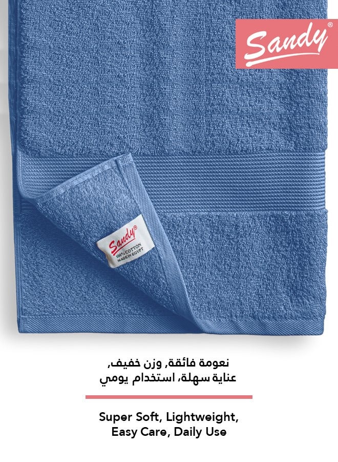 ساندي طقم مناشف حمام ساندي بجودة الفنادق قطن 100% صنعت في مصر, ناعمة وسريعة الجفاف وعالية الامتصاص (عبوة من قطعتين - 70 × 140 سم) - ازرق - Image 3