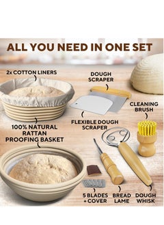 Benicci Complete Bread Proofing Baskets Set - Premium Quality Kit for Sourdough Bread Making - Includes 9" & 10" Banneton Basket w/All Needed Bread Baking Supplies - Perfect Tools for Baking Enthusiasts  - Image 2