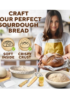 Benicci Complete Bread Proofing Baskets Set - Premium Quality Kit for Sourdough Bread Making - Includes 9" & 10" Banneton Basket w/All Needed Bread Baking Supplies - Perfect Tools for Baking Enthusiasts  - Image 3